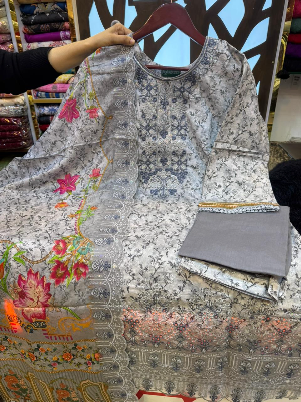 Pakistani Slub Cotton Printed Dress